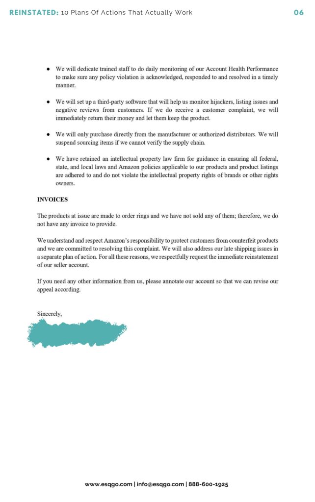 Amazon Plan of Action (POA) Manual with Templates ESQgo®, P.C.